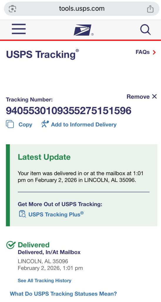 Verified Delivery Tracking Proof 1